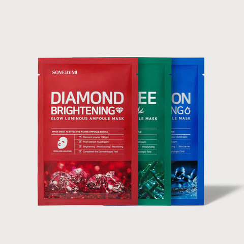 Some By Mi Glow Luminous Mask Pack - 10 Sheets (Tea Tree / Hyaluronic / Red Diamond)
