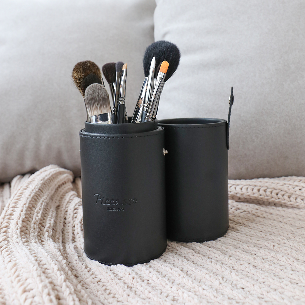 Picasso Premium Leather Cylinder Brush Case Black
