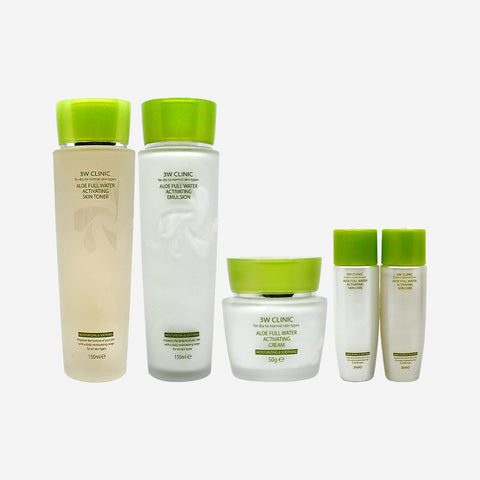 3W Clinic Aloe Full Water Activating 3-Piece Skincare Set