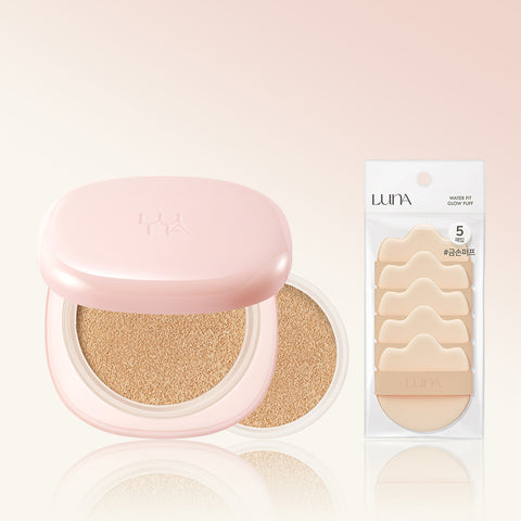 Luna Long-Lasting Conceal Cushion 12g + Refill 12g (Waterfit Glow Puff 5P, Peach Base 5ml)