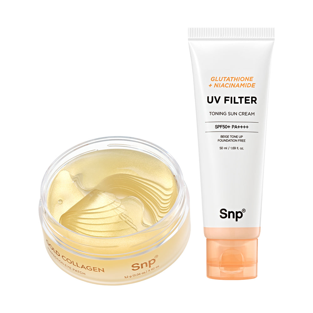 SNP Gold Collagen Perfection Eye Patch 60 Patches + Glutathione Tone-Up Sun Cream 50ml