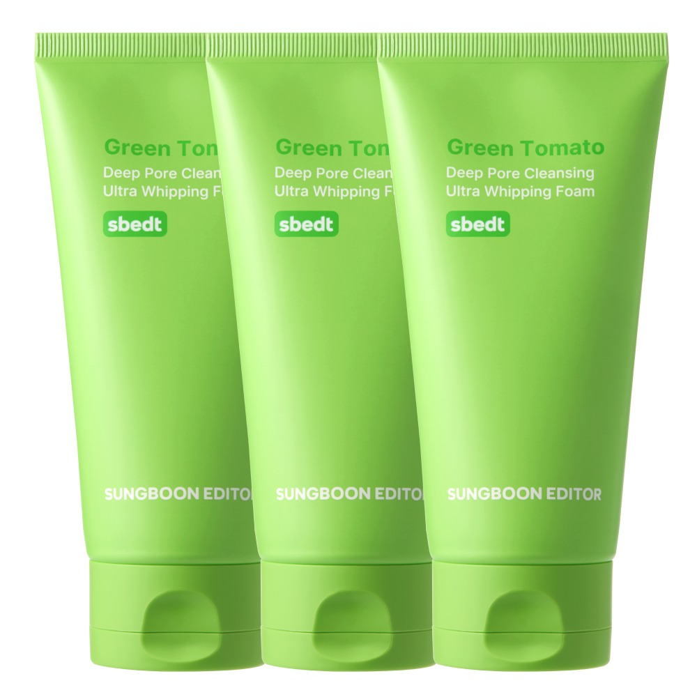 Sungboon Editor Green Tomato Deep Pore Minimizing Deep Cleansing Whip Foam 120g (3 Pack)