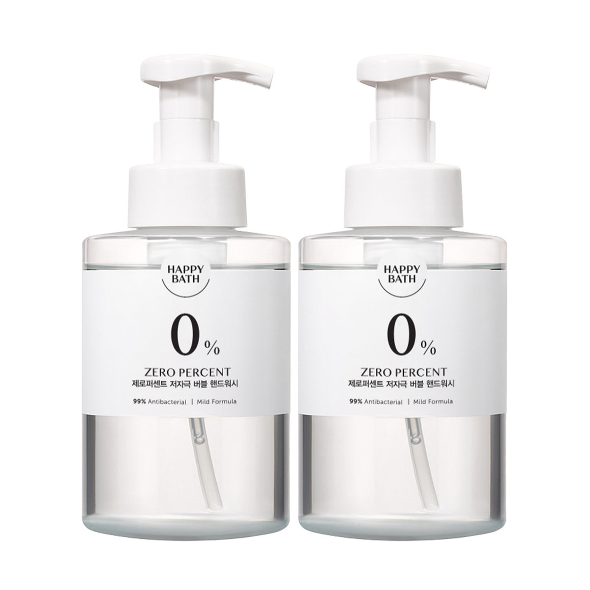 Happy Bath Zero Percent Family Mild Unscented Bubble Hand Wash 500ml (2-Pack)