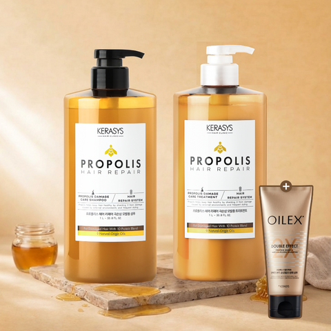 Kerasys Propolis Hair Repair Set 1L x2 (Shampoo & Treatment) + Oilex Shampoo 60ml