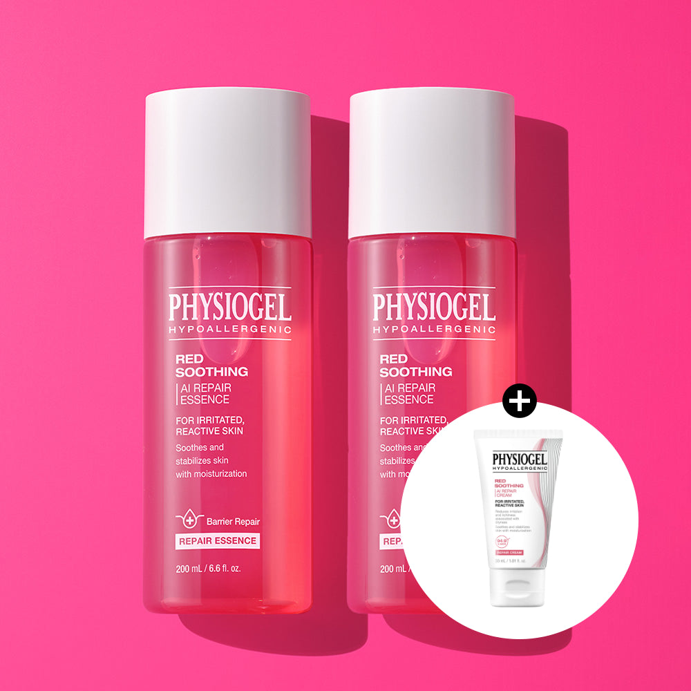 Physiogel Red Soothing AI Repair Essence 200ml (2 Pack) with AI Repair Cream 30ml (Gift)