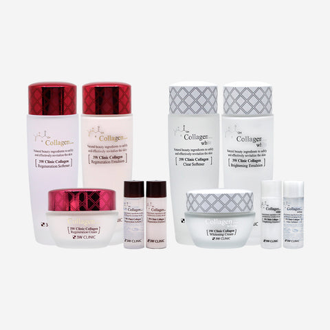 3W Clinic Collagen 3pc + White 3pc Women's Basic Skincare Set (6 Items)