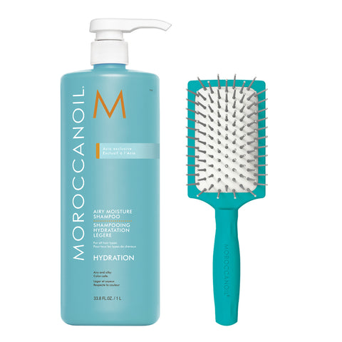 Moroccanoil Airy Moisture Shampoo 1L + Mini Paddle Brush