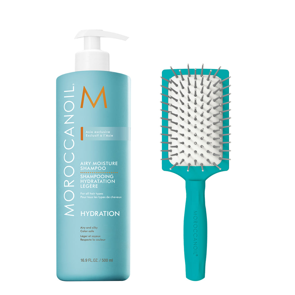 Moroccanoil Airy Moisture Shampoo 500ml + Mini Paddle Brush