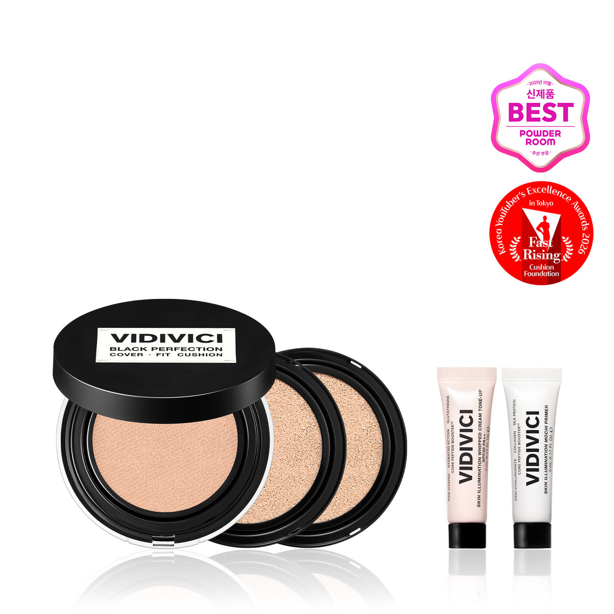 VIDIVICI Black Perfection Cover Fit Cushion Set (Main + 2 Refills)