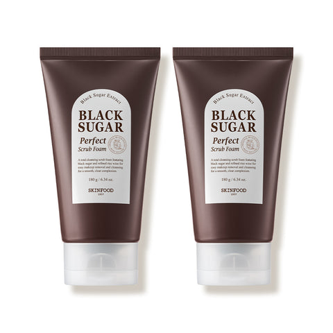 Skinfood Black Sugar Perfect Smoothing Cleansing Scrub Foam 180g (2 Pack)