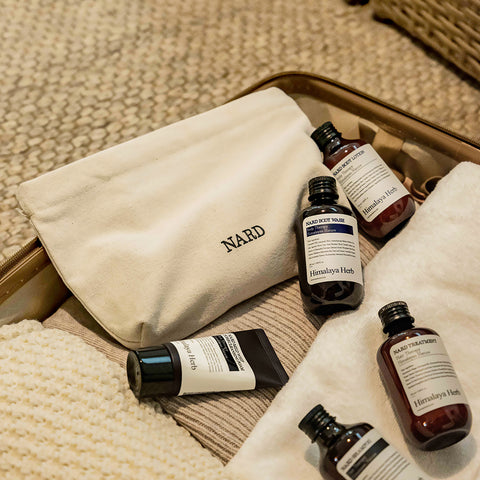 Nard Travel Toiletry 5-Piece Amenity Set Travel Kit (Shampoo, Body Wash, Rinse, Foam Cleanser, Travel Pouch)