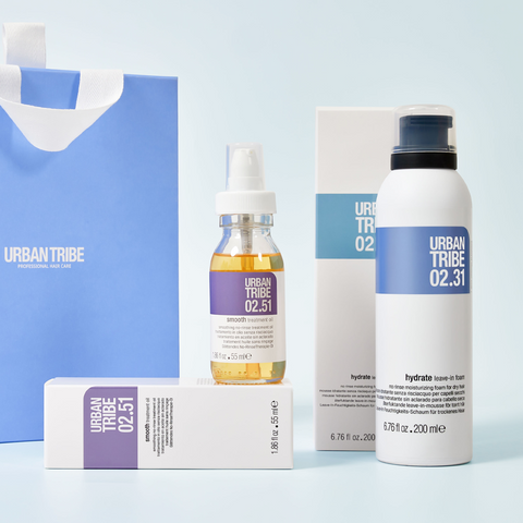 Urban Tribe Foam + Oil Set A (Haircare Duo for Damaged Hair 200ml + 55ml)