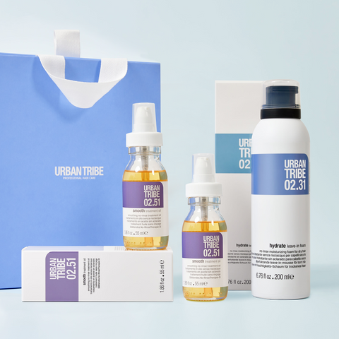 Urban Tribe Foam + Oil Set C Haircare Trio Gift Set (200ml + 55ml x2)