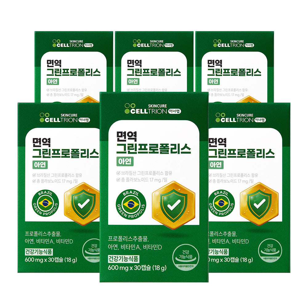 Celltrion InnerLab Immune Green Propolis Zinc 600 mg x 30 Capsules (6 Pack)