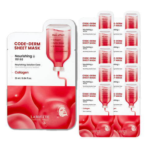 Labiotte CodeDerm Vegan Sheet Mask 50 Pack (+ Cleansing Water & Cleansing Foam)