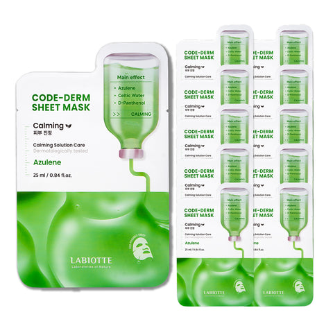 Labiotte CodeDerm Vegan Sheet Mask 50 Pack (+ Cleansing Water & Cleansing Foam)