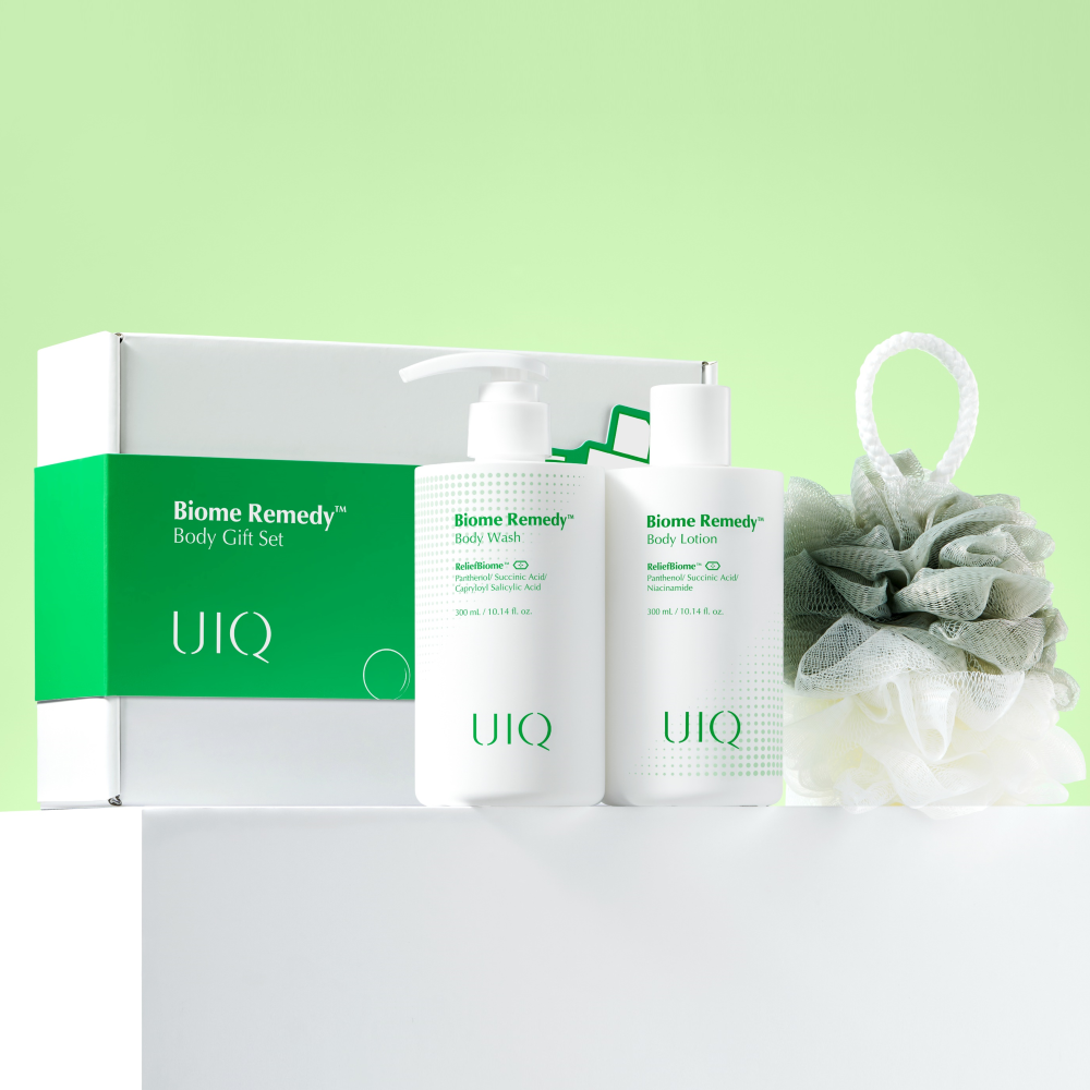 UIQ Biome Remedy Body Gift Set (Body Wash + Body Lotion + Large Shower Puff)