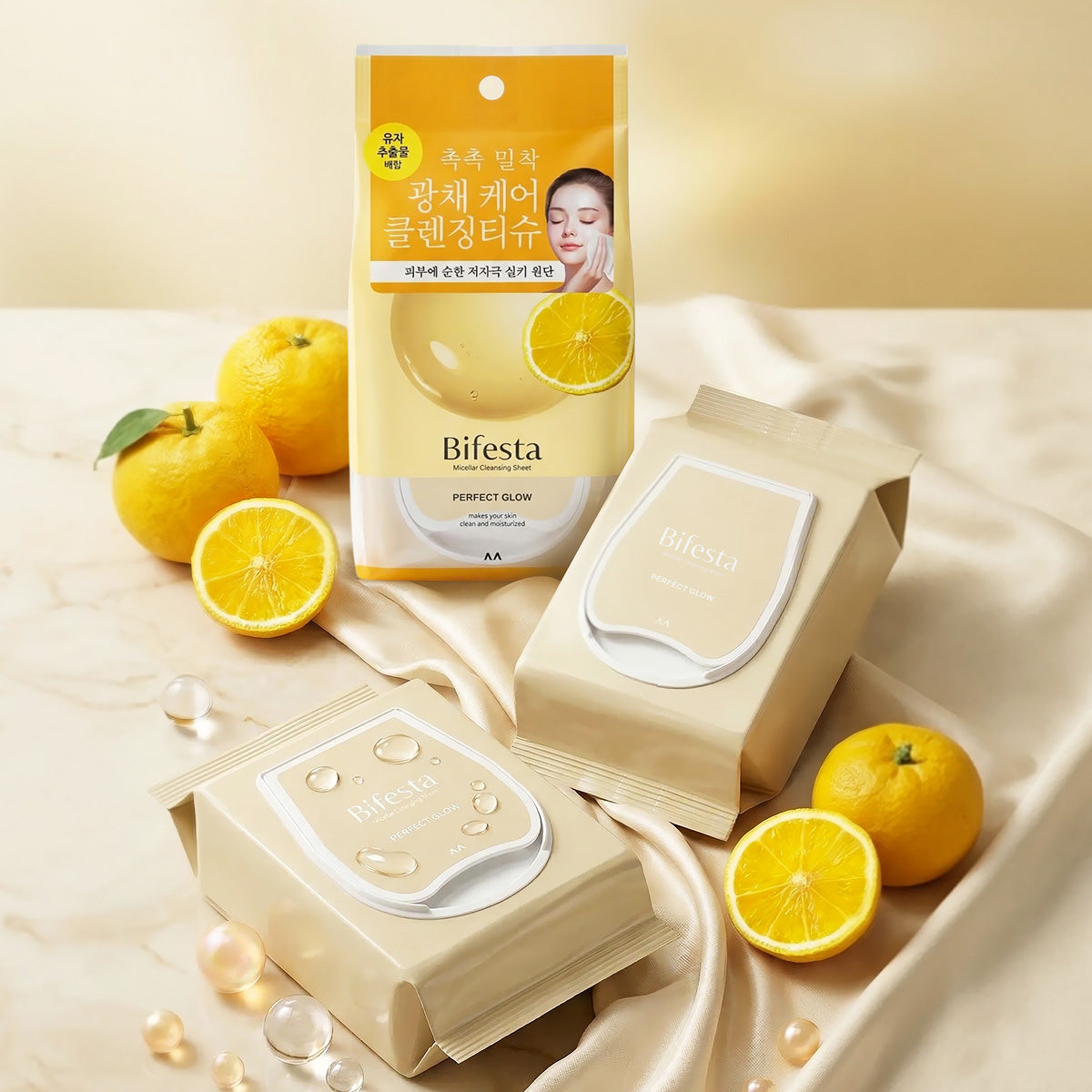 Bifesta Micellar Cleansing Sheets Perfect Glow 46 Sheets x 3 Pack