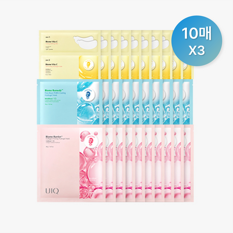 UIQ Biome Hydrogel Mask 3-Type Set (Vitamin C + Cooling PDRN + Collagen) - 5 sheets x 3 (15 sheets)