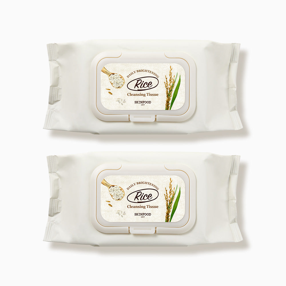 Skinfood Rice Daily Brightening Cleansing Tissues 80 sheets (2 Pack)