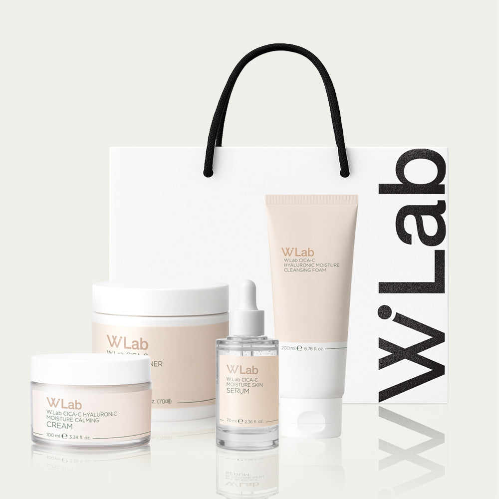 W.Lab Cica Soothing 4-Piece Set (Toner Pad + Serum + Cream + Foam Cleanser)