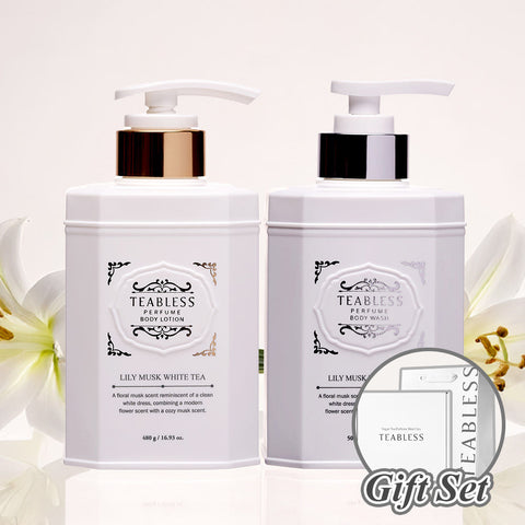 Teabless Lily Musk White Tea Perfume Body Lotion 480g + Wash 500g Set