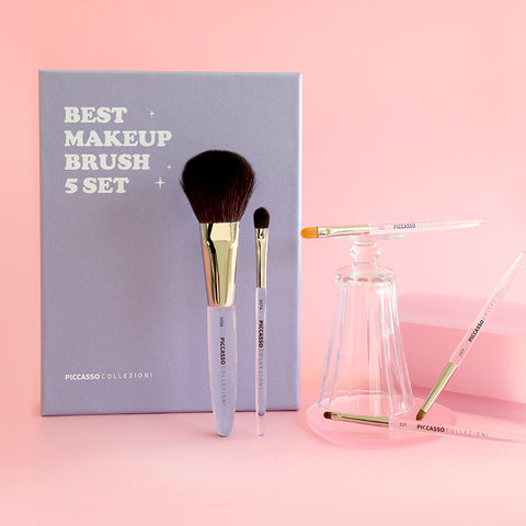 Picasso Collezioni Best Makeup Brush 5-Piece Set (Includes Purple Cylinder Case)