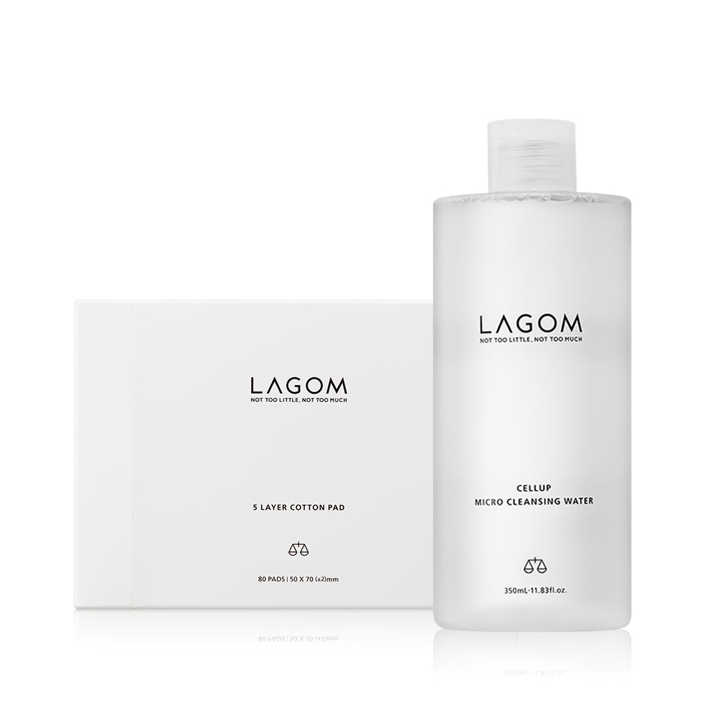 Lagom Celeb Micro Cleansing Water 350mL + 5-Layer Cotton Pads 2-Type Set
