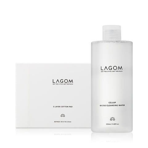 Lagom Celeb Micro Cleansing Water 350ml + 5-layer Cotton Pads 2-piece Set