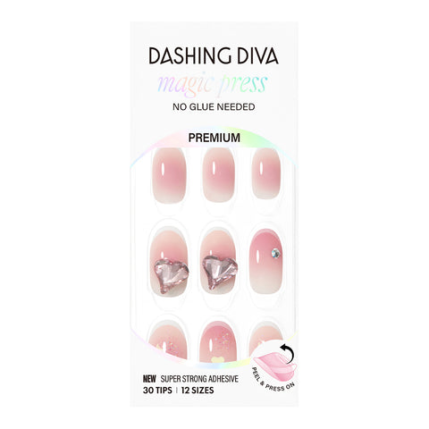 Dashing Diva Magic Press Shy Heart (Long Oval) Nail Tips