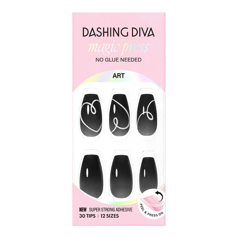 Dashing Diva Magic Press Drawing Heart (Coffin) Nail Tips