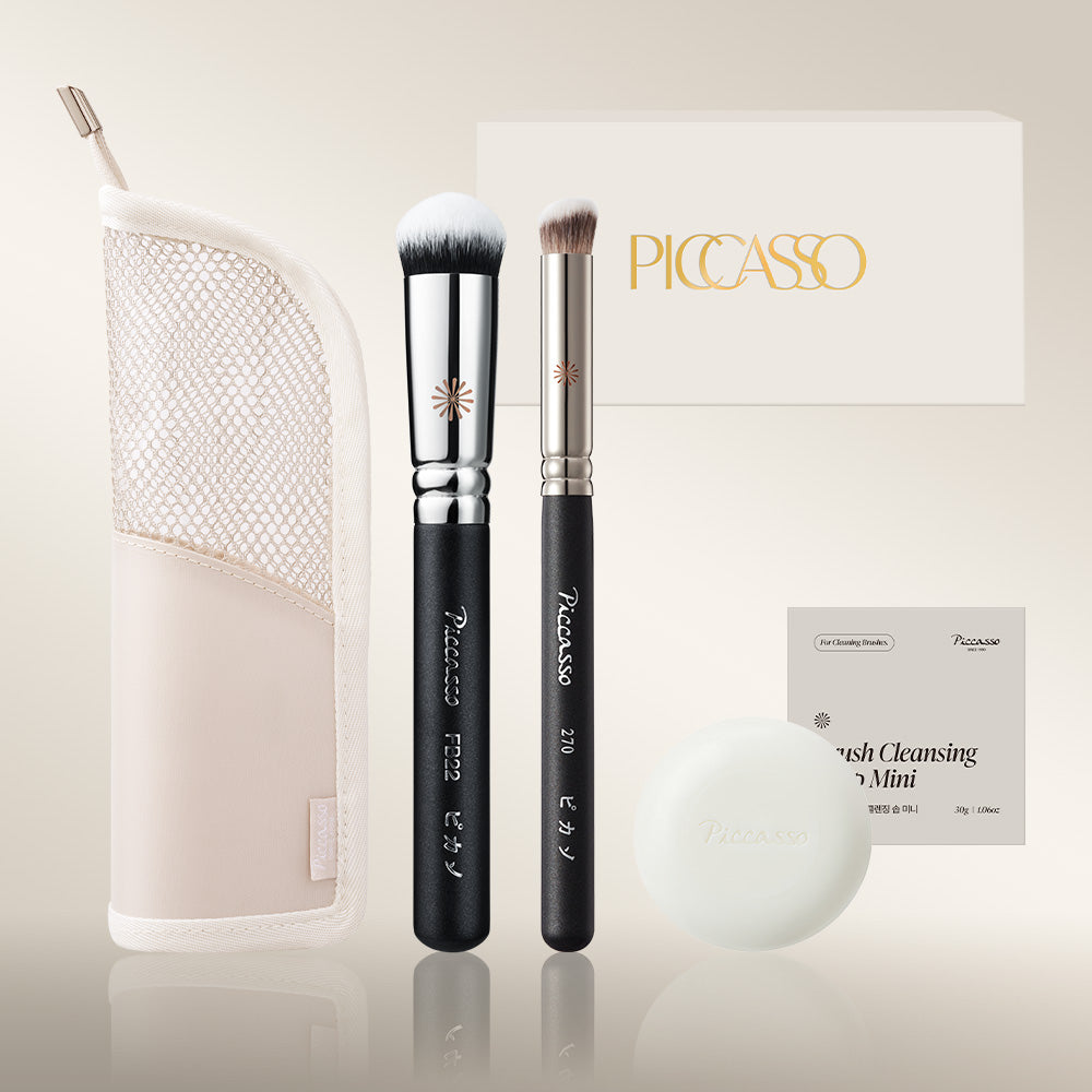 Picasso Blur Cover Base Brush 2-Piece Set (FB22 + 270 + Mesh Standing Pouch + Mini Soap)