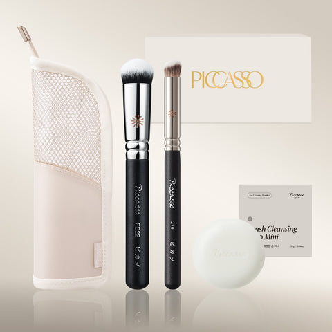 Picasso Blur Cover Base Brush 2-Piece Set (FB22 + 270 + Mesh Standing Pouch + Mini Soap)