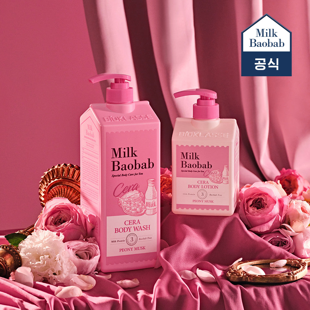 Milk Baobab Cera Body Wash 1200ml + Body Lotion 600ml (Peony Musk)