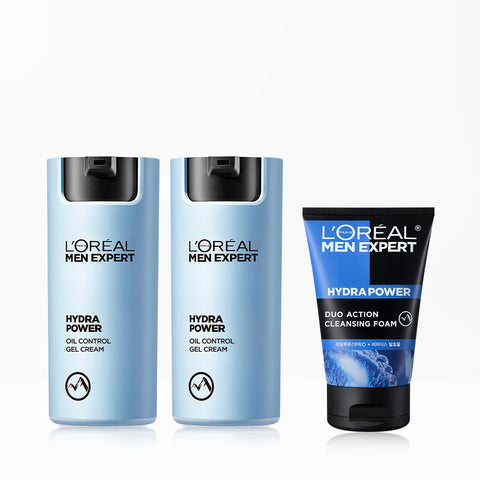 L'Oreal Paris Men Expert Hydra Power Oil-Control Gel Cream 50ml (2 Pack) + Duo Foam 50ml