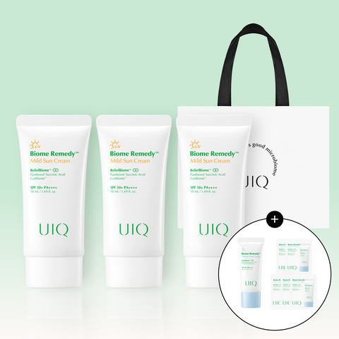 UIQ Biome Remedy Mild Sun Cream Gift Set (50ml x 3 + Mini Moisture Sun Cream) [With Shopping Bag]