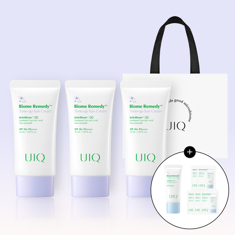 UIQ Biome Remedy Tone-Up Sun Cream (Purple) Gift Set - 50ml x 3 + Mini Hydrating Sun Cream (with Gift Bag)