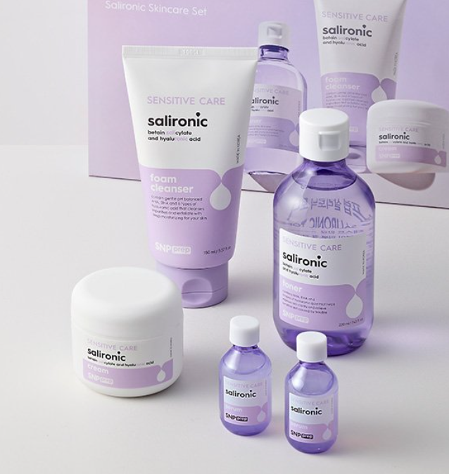 SNP Prep Salironic Skincare Set (Toner, Serum, Cream, Foam Cleanser)