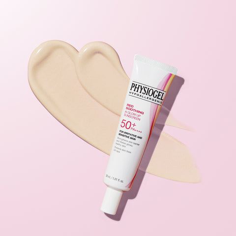 Physiogel Red Soothing AI Glow-Up Sunscreen 30ml SPF 50+ PA++++ + DMT Cleansing Gel 5ml x4 (Set)