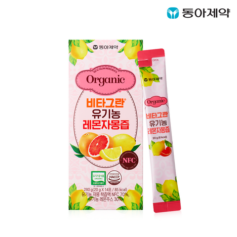 Dong-A Pharm Vitagran Organic Lemon & Grapefruit Juice 14 Sachets (1 Box) NFC 100%