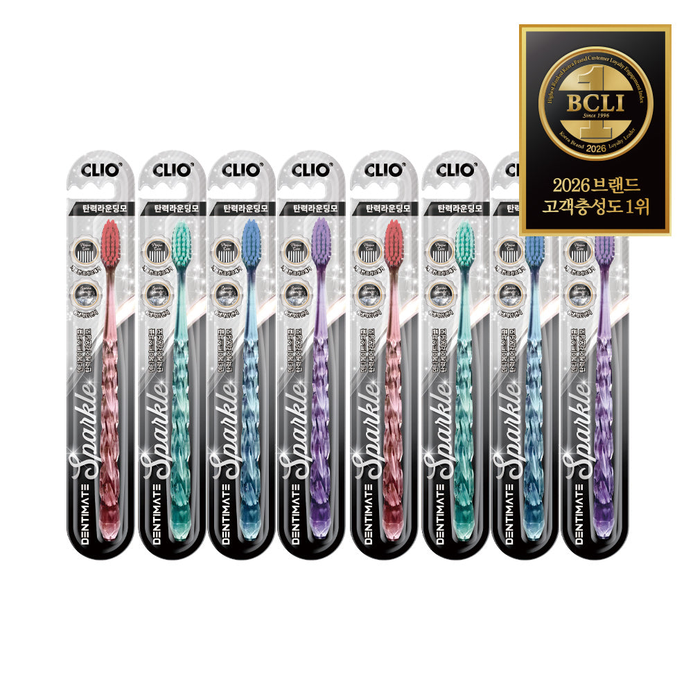 Clio Dentimate Sparkle Elastic Care Toothbrush, Regular Head, 8 Count