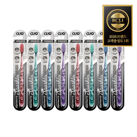 Clio Dentimate Sparkle Elastic Care Toothbrush, Regular Head, 8 Count