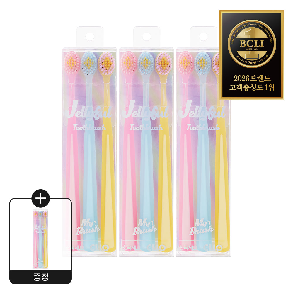 Clio My Jellyful Brush Small Head Ultra-Fine Toothbrush - 3+1 Pack, Total 12