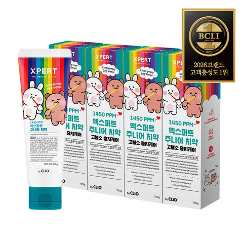 Clio Expert High-Fluoride Children's Toothpaste - Tropical Fruit, 100g x 4