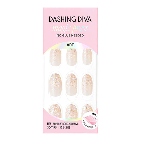 Dashing Diva Magic Press Gold Shower (Long Oval) Nail Tips