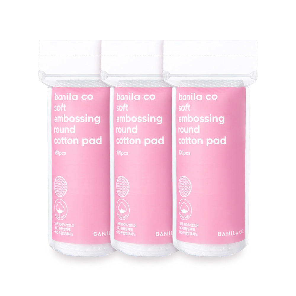 Banila Co Soft Embossing Round Cotton Pads, 120 sheets (3 Pack)