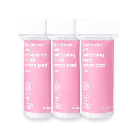 Banila Co Soft Embossing Round Cotton Pads, 120 sheets (3 Pack)