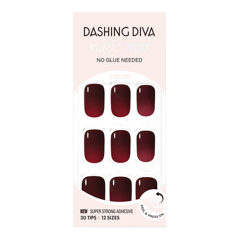 Dashing Diva Magic Press Classic Burgundy (Regular Round) Nail Tips