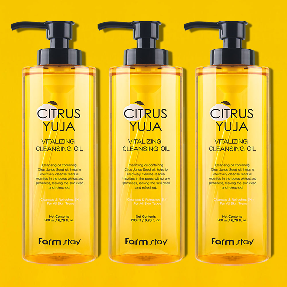 Farmstay Citrus Yuja Vitalizing Cleansing Oil 200ml (3 Pack)