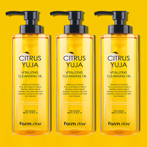 Farmstay Citrus Yuja Vitalizing Cleansing Oil 200ml (3 Pack)